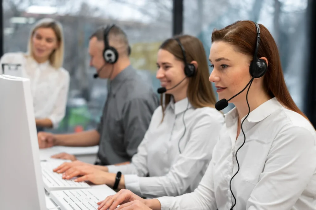 call center staffs working in office